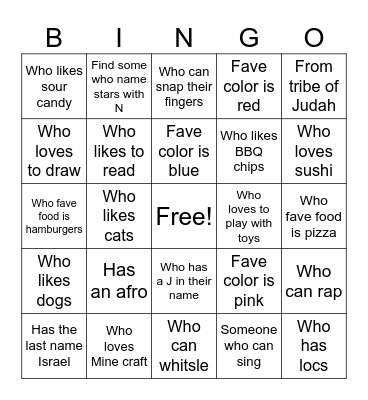 Find Someone who Bingo Card