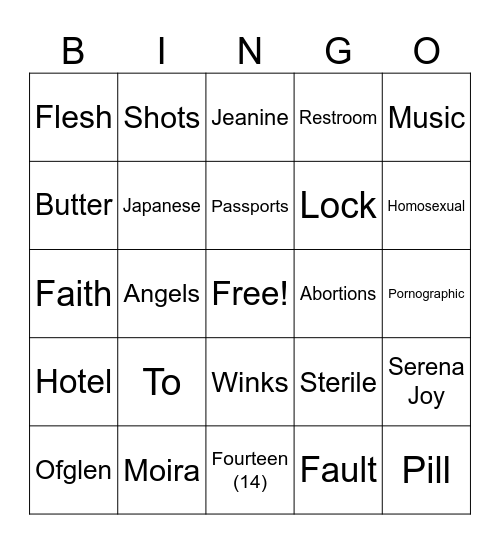 Handmaid's Tales Bingo Card