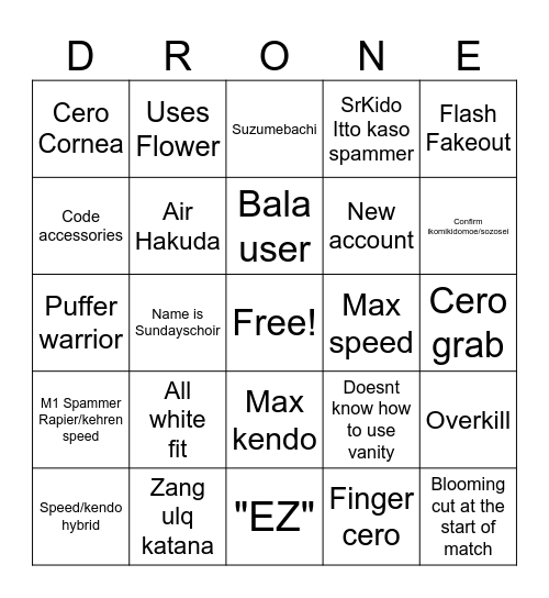 TYPE SOUL DRONE BINGO!! Bingo Card