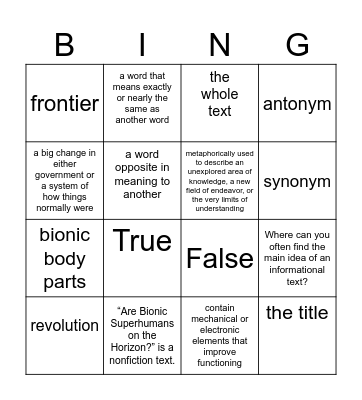 Are Bionic Superhumans on the Horizon? Bingo Card