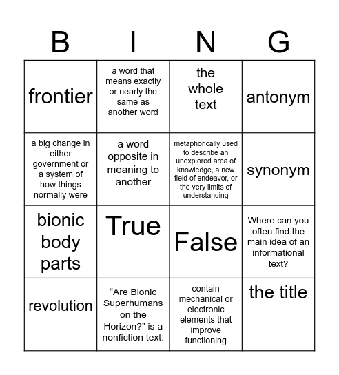 Are Bionic Superhumans on the Horizon? Bingo Card