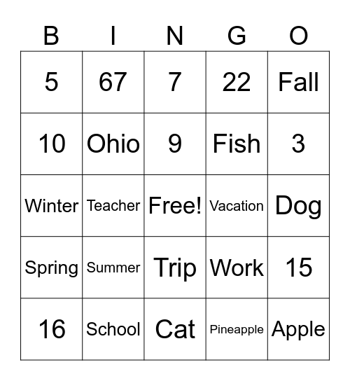 Untitled Bingo Card