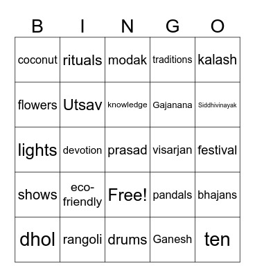 CCA Ganesh Chaturthi Bingo Card