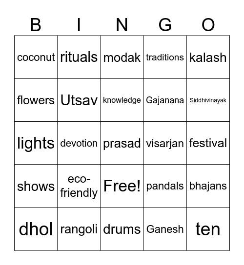CCA Ganesh Chaturthi Bingo Card