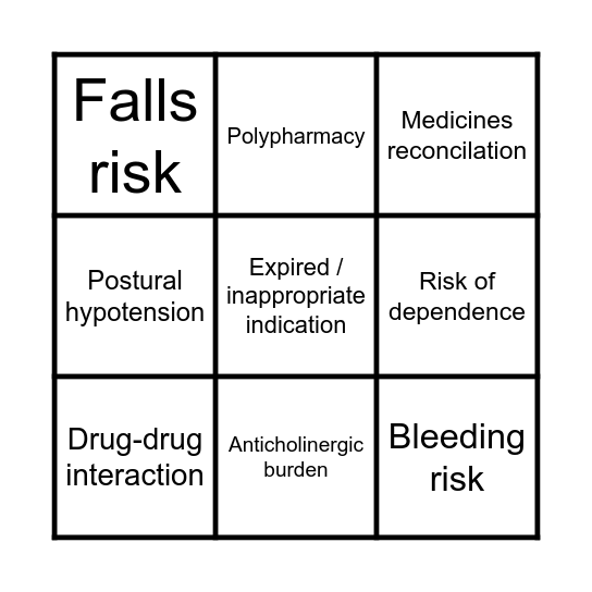 Polypharmacy Bingo! Bingo Card