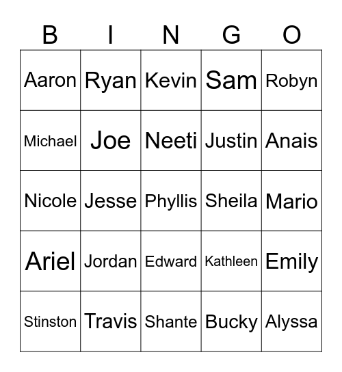 Holiday Planning Bingo Card