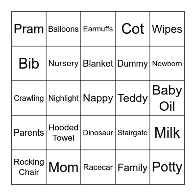 Baby Bingo Card