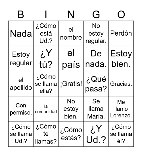 U2LT1 Bingo Card
