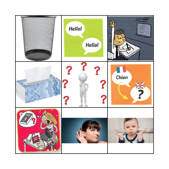 Classroom English Bingo Card