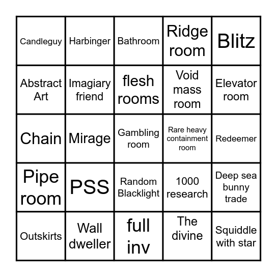 Pressure Bingo Card