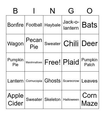Fall Is Here! Bingo Card