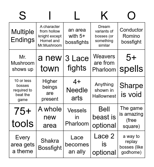 horo nite : solksing Bingo Card