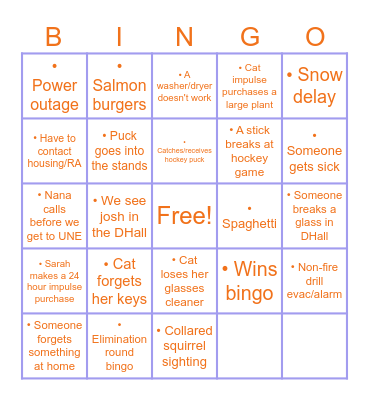 Senior Year Bingo!! Bingo Card