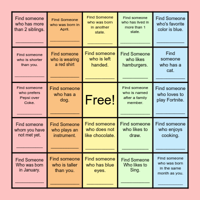 Find Someone Who... Bingo Card