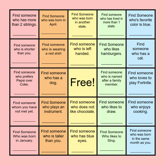 Find Someone Who... Bingo Card