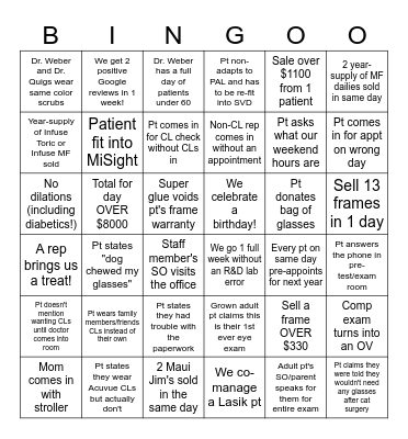 Bingo! Bingo Card