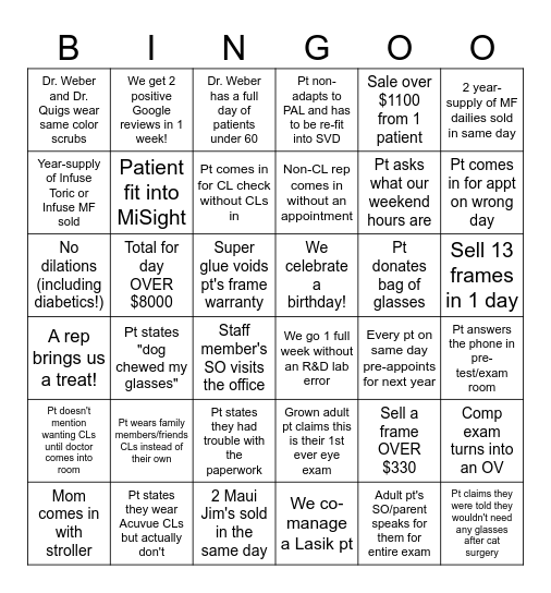 Bingo! Bingo Card