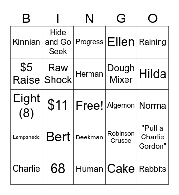 Flowers For Algernon Bingo Card