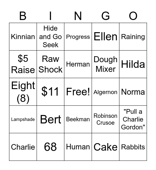 Flowers For Algernon Bingo Card