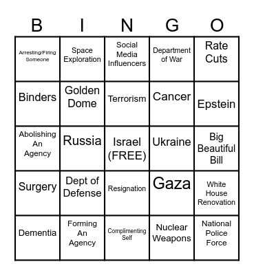 Oval Office Bingo Card