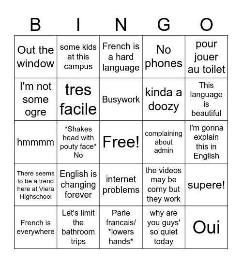 Mr Pichardo Bingo Card