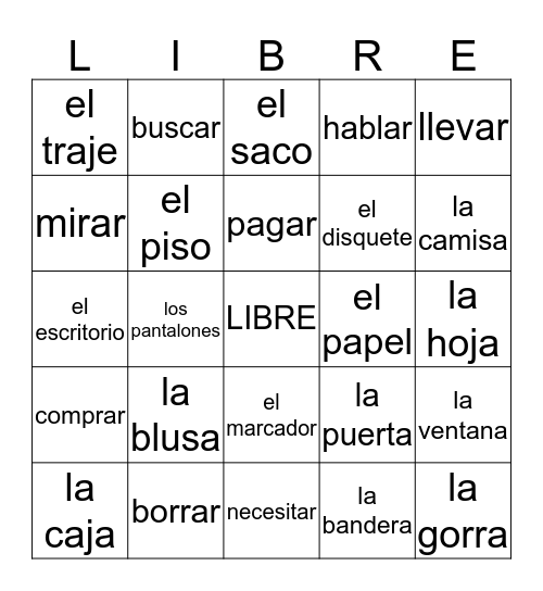 LIBRE Bingo Card