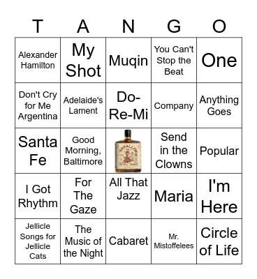 Broadway/ Musical Theatre Bingo Card