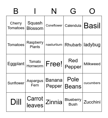 MA SCHOOL GARDEN Bingo Card