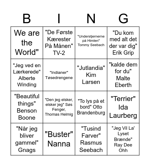 MUSIK Bingo Card