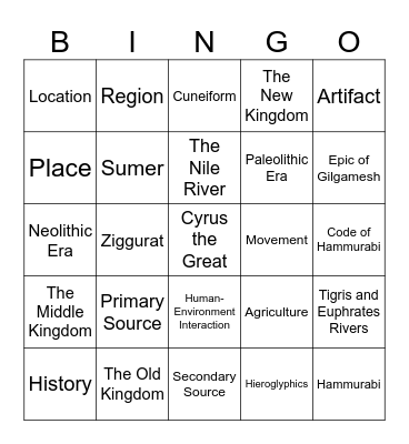 Honors Quiz Review Bingo Card