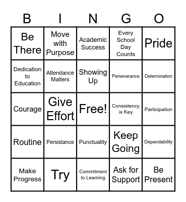 MHS/MAA Attendance Bingo Card