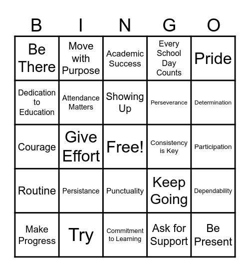 MHS/MAA Attendance Bingo Card