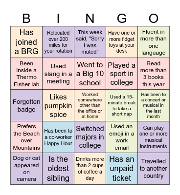 BELONG-O Bingo Card