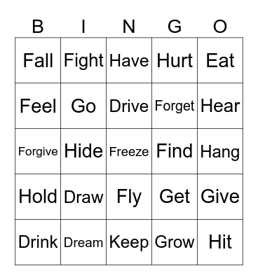 Verbs 2 Bingo Card