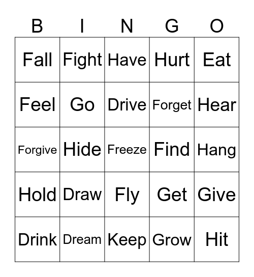 Verbs 2 Bingo Card
