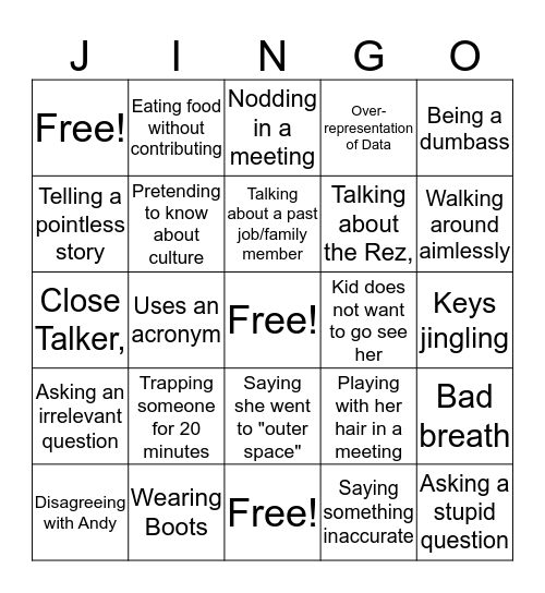 Jingo Bingo Card