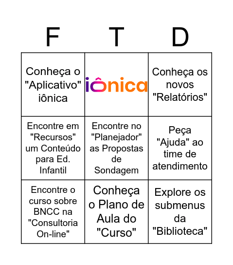 Navegação iônica - EI Bingo Card