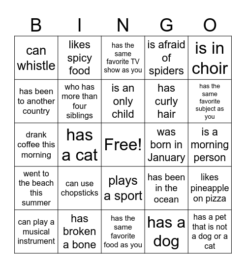 Find Some Who... Bingo Card