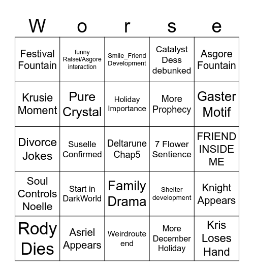 Deltagoon Bingo Card