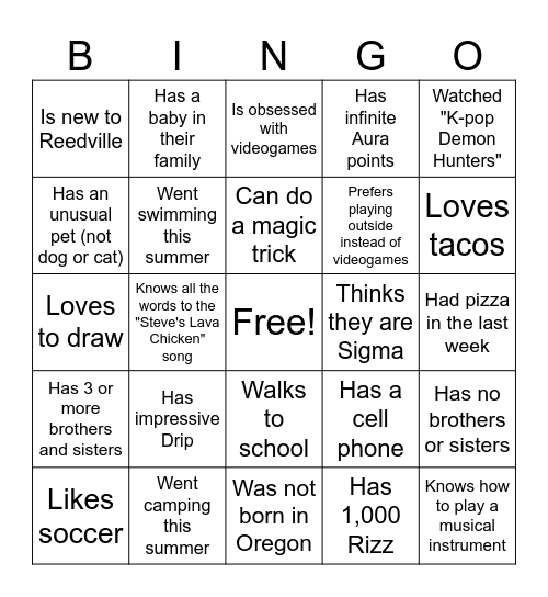 Mr. Johnson's 5th Grade Bingo Card