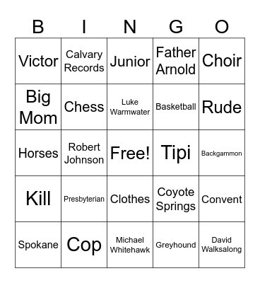Reservation Blues (Chapters 1-7) Bingo Card