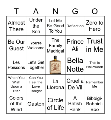 Disney- Tango Bingo Card