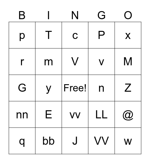 Letter bingo! Bingo Card