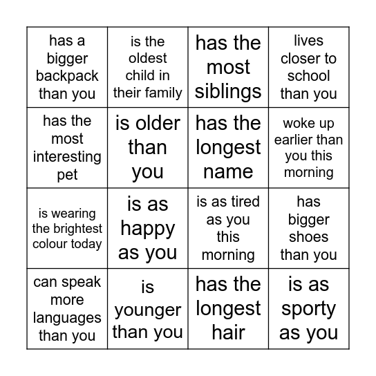 Find someone who... Bingo Card