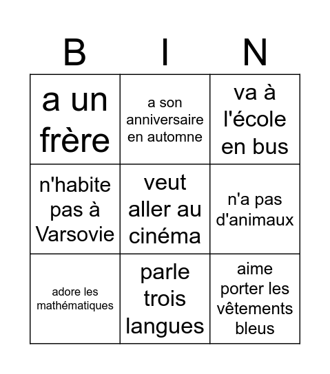 Trouve quelqu'un qui... Bingo Card