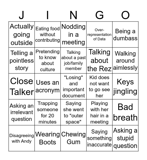 Jingo Bingo Card