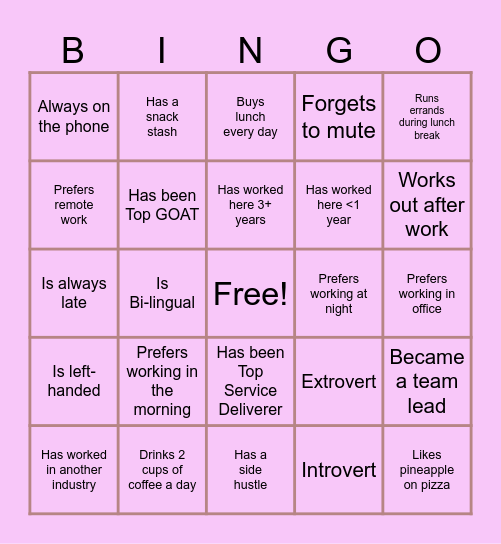 Office Bingo Card