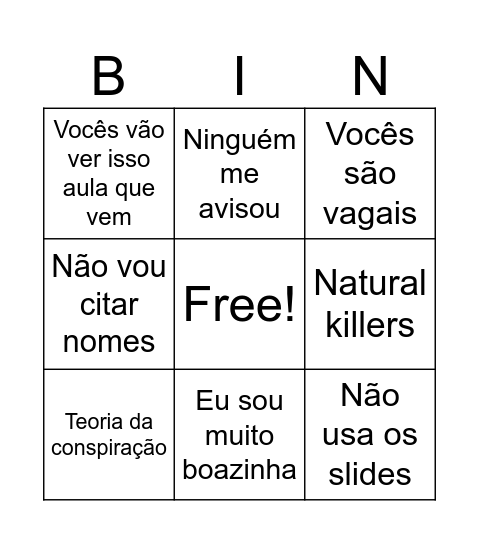 Imuno Bingo Card