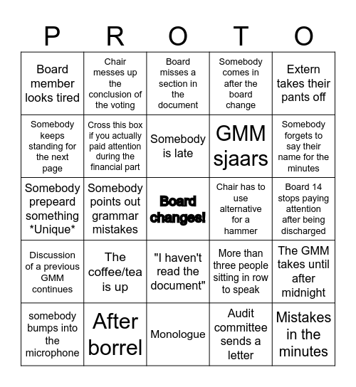 GMM Bingo Card