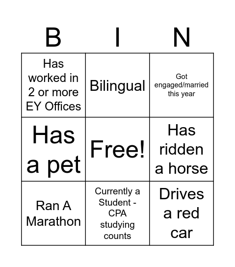 Networking BINGO Card
